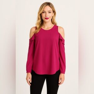 RACHEL Rachel Roy Women’s Plus Cold-Shoulder Ruffle Blouse - Pink Size 1X